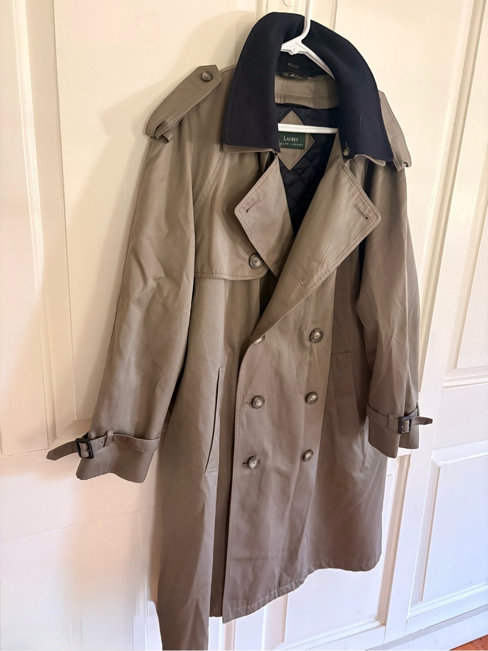 Lauren Ralph Lauren Men 40S Trench Coat Tan Double Breasted Removable Liner VTG